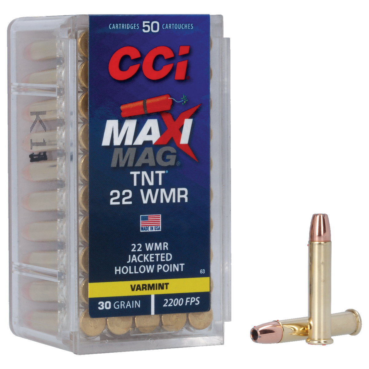 CCI Varmint Maxi-Mag TNT 22 WMR 30GR JHP