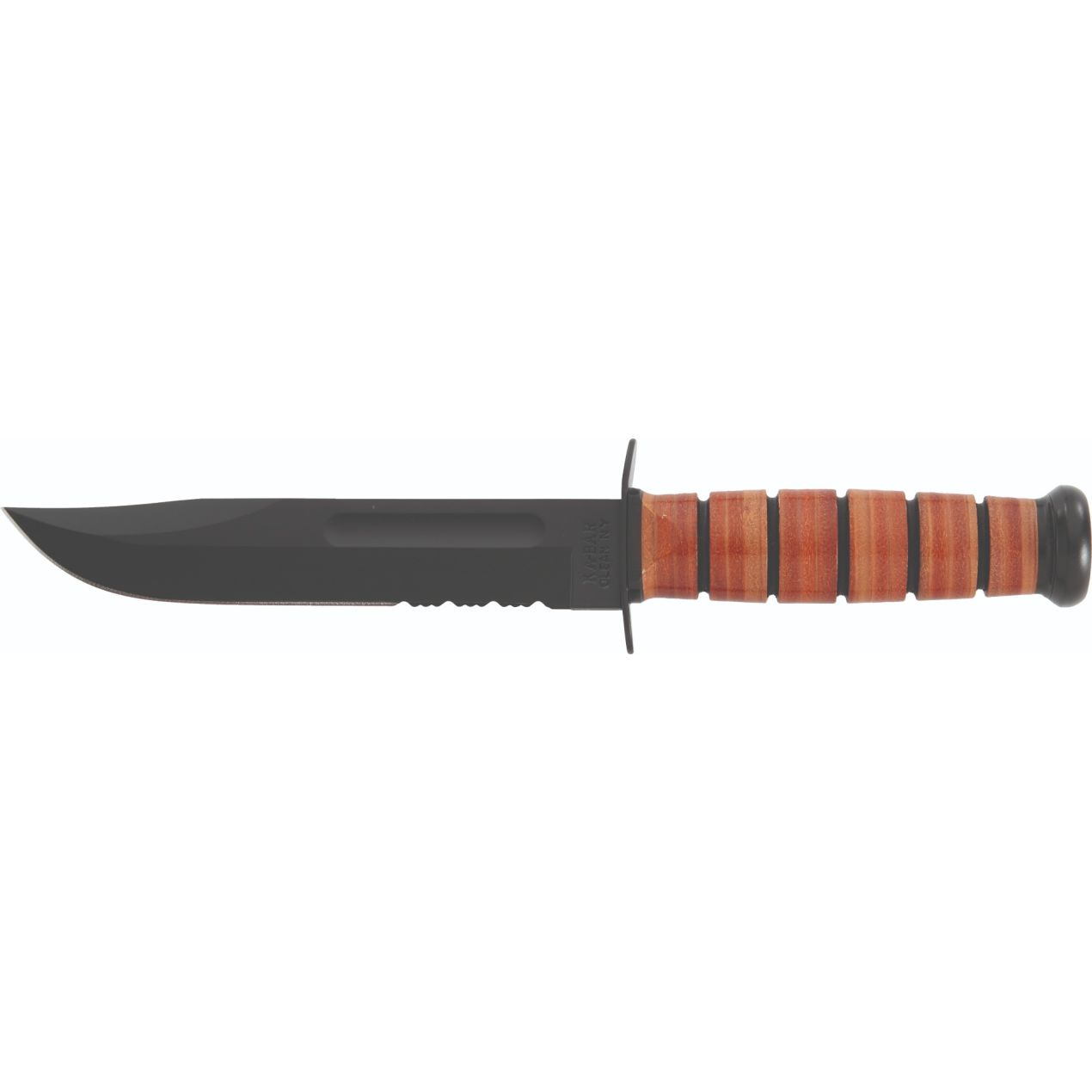 Ka-Bar USMC Leather Handle Serrated