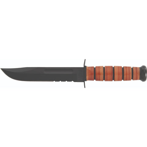 Ka-Bar USMC Leather Handle Serrated