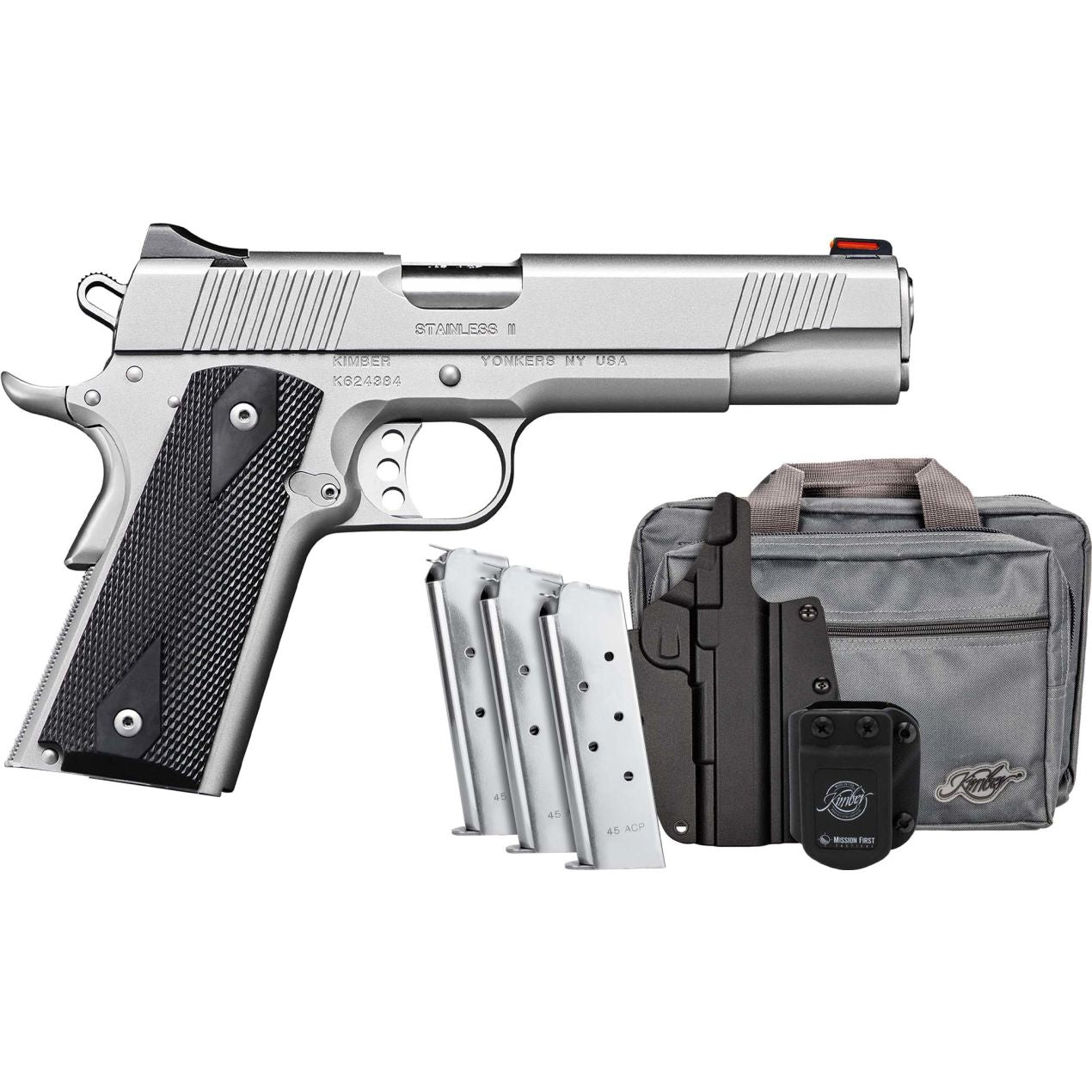 Kimber Stainless II Club Bundle 1911 45 Auto 5'' 7-Rd Semi-Auto Pistol