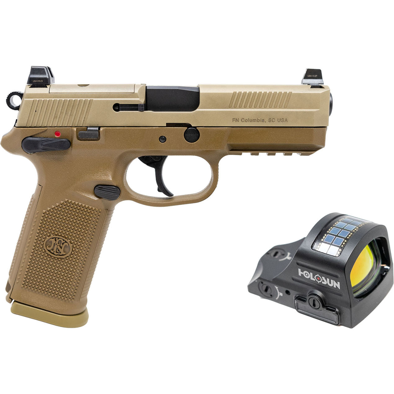 FN America FNX-45 Tactical 45 Auto 5.30" 10-RD FDE Holosun Semi-Auto Pistol