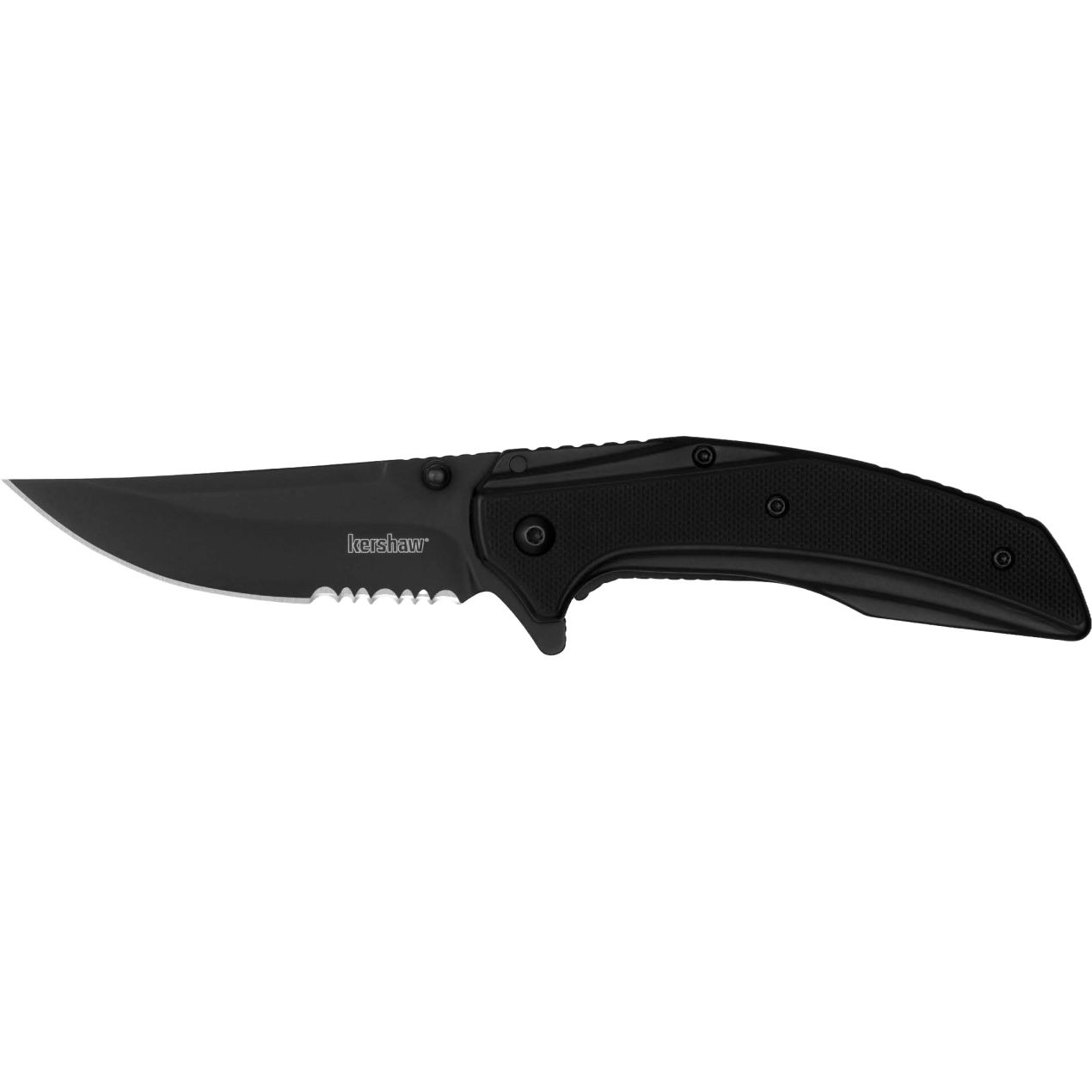 KERSHAW OUTRIGHT BLACK PARTIALLY SERRATED