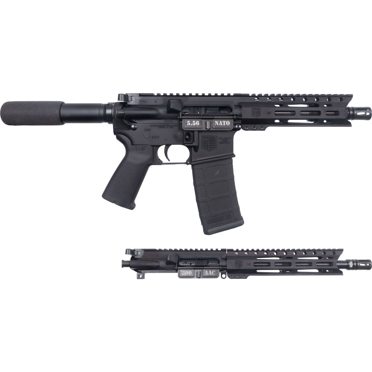 Diamondback DB15PC with 300 Blk Upper 5.56 NATO 7'' 30-Rd Semi-Auto Pistol