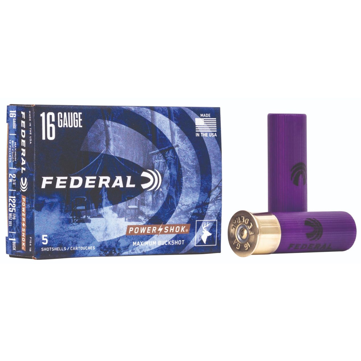 Federal Power-Shok Buckshot 16 Ga 2.75'' 12 1 Buck