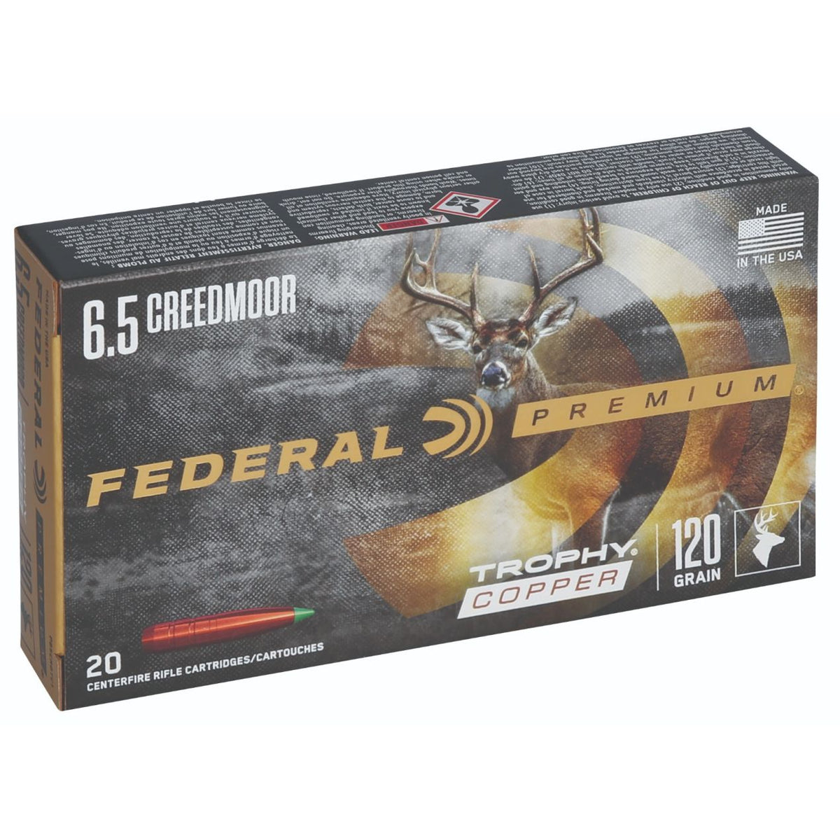 Federal Premium Copper V-Shok 6.5 Creedmoor 120GR Trophy Copper